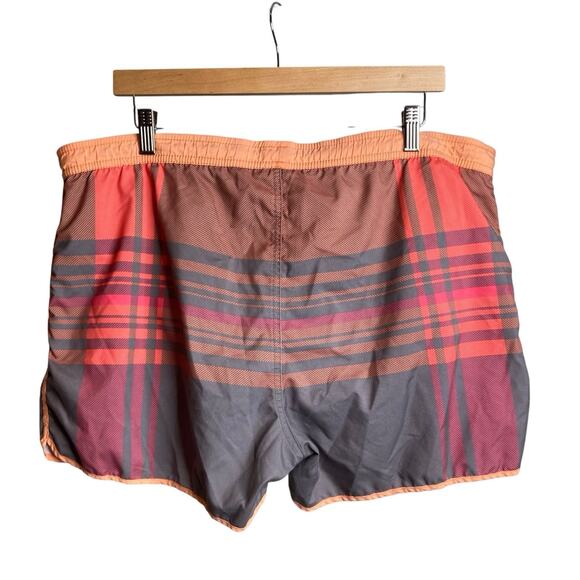 Boss Men's Orange Gray Plaid Bathing Suit Size L Swim Trunks‎ Pool Beach Resort - Picture 2 of 12
